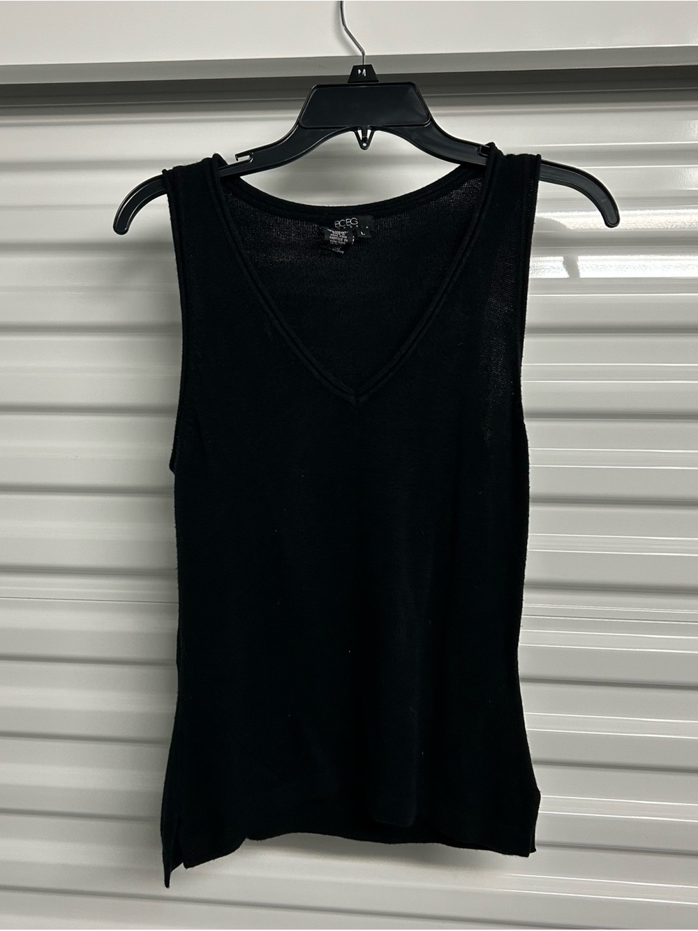 BCBG Sleek Black V-Neck Knit Tank